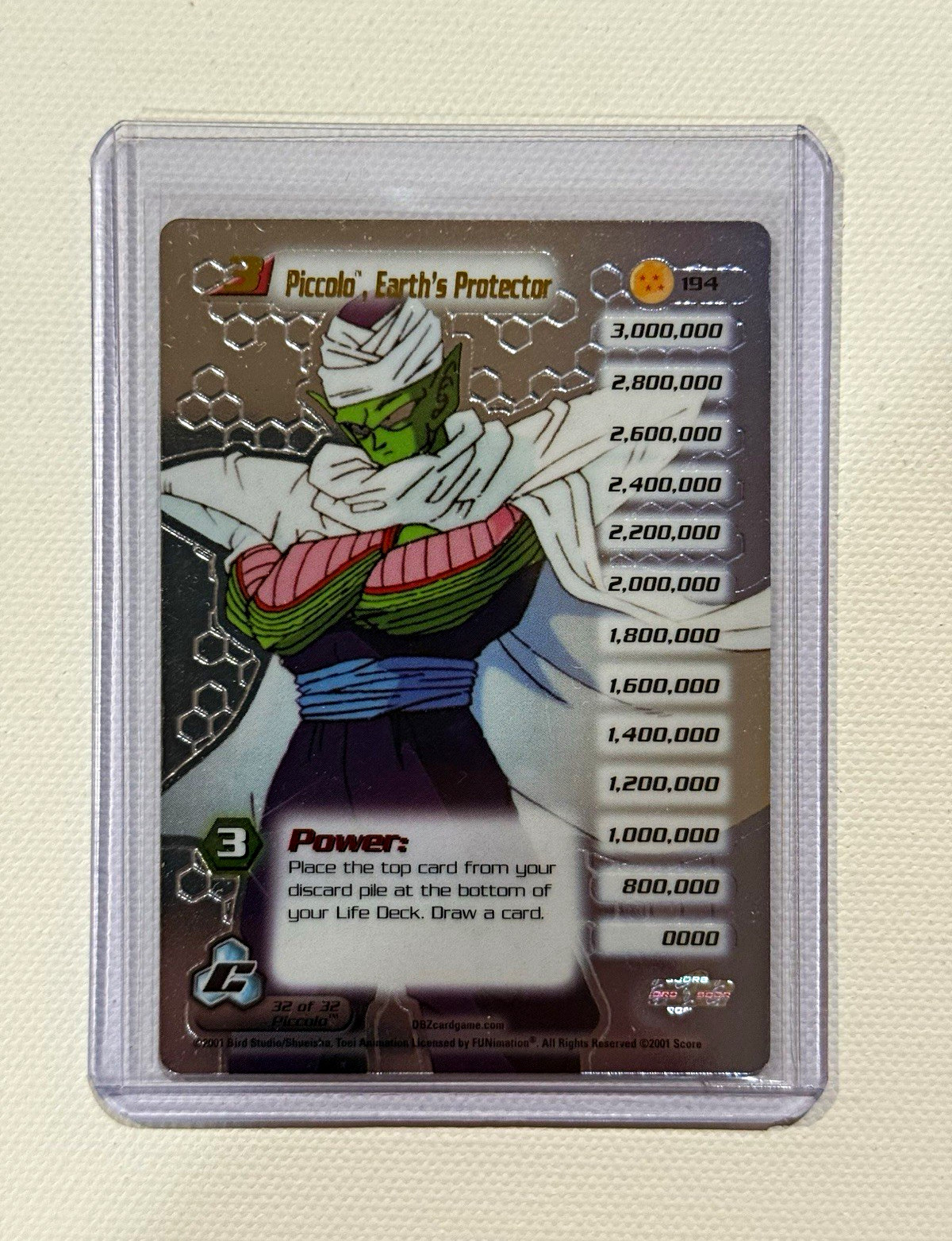 2001 Score DBZ Cell Saga Piccolo Earth’s Protector #194 High Tech Foil Unlimited