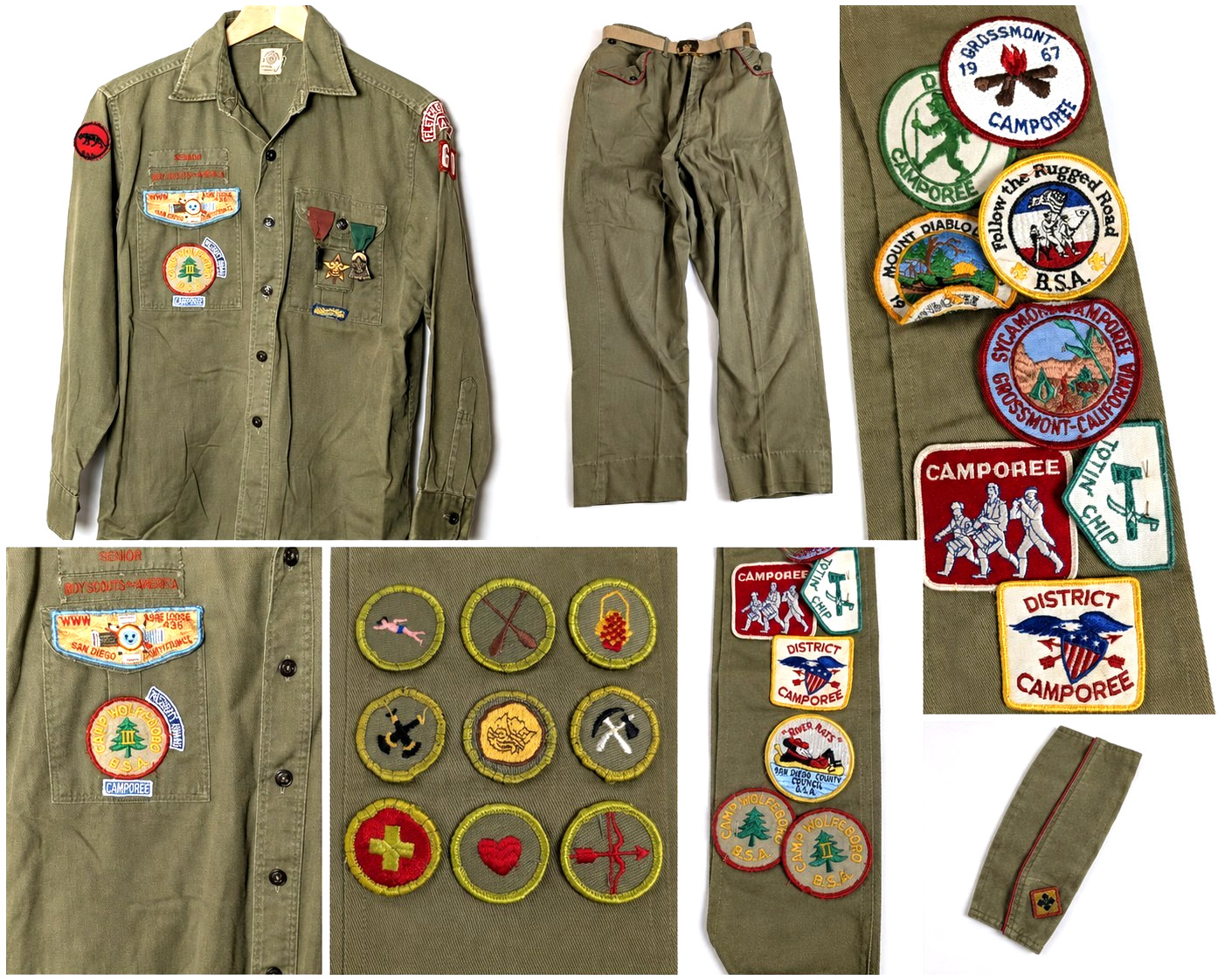 Vintage 1960s Boy Scouts BSA Uniform Shirt Pants Sash Troop 360 CA