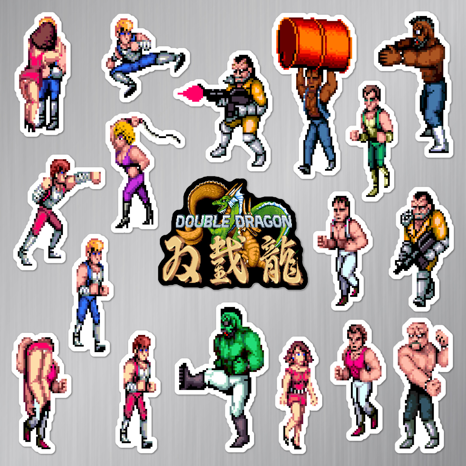 Double Dragon Magnets Arcade Game Pixel Art 18 Magnet Pack