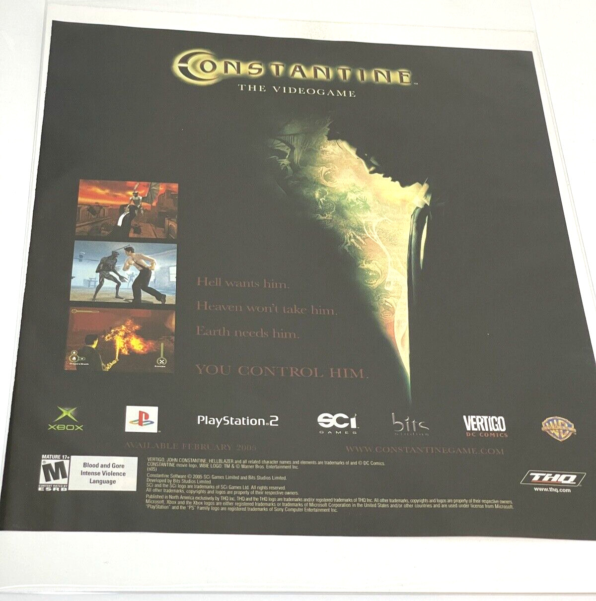 Constantine PS2 Xbox 2005 Print Ad/Poster Official Keanu Reeves Video Game Art