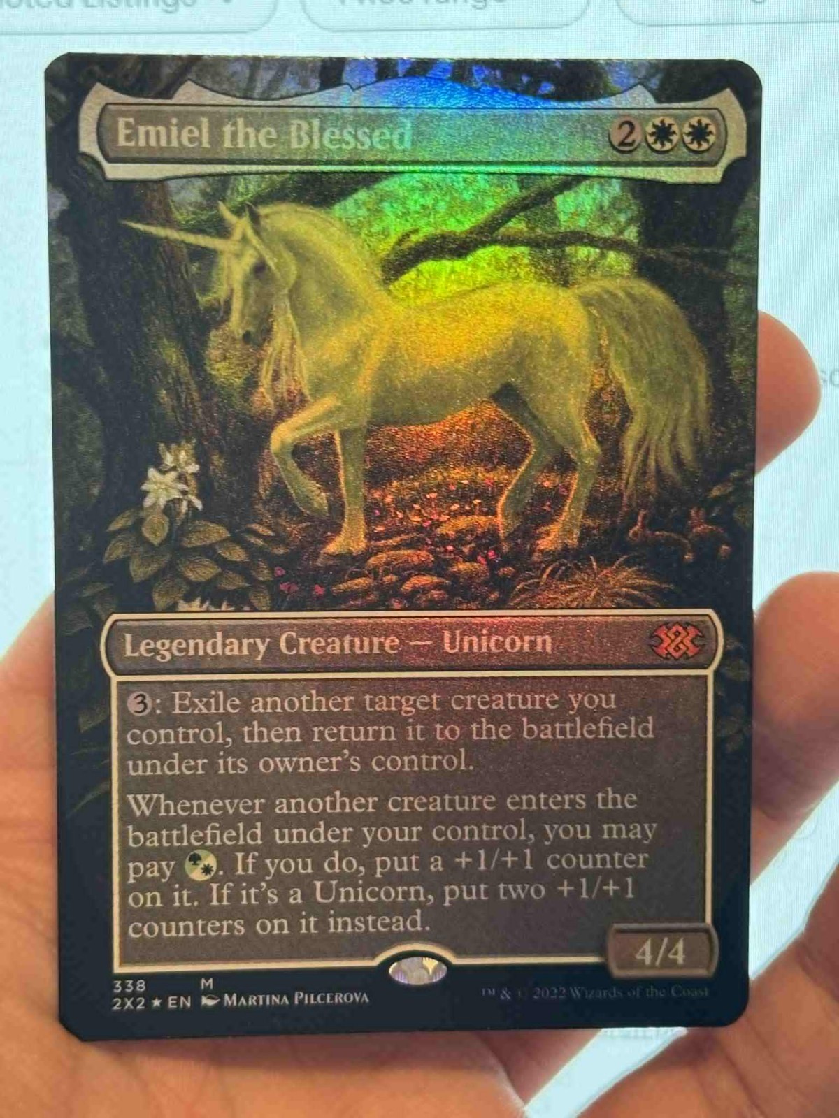 1X FOIL Emiel the Blessed BORDERLESS NM MTG Magic 2X2 Double Masters Unicorn
