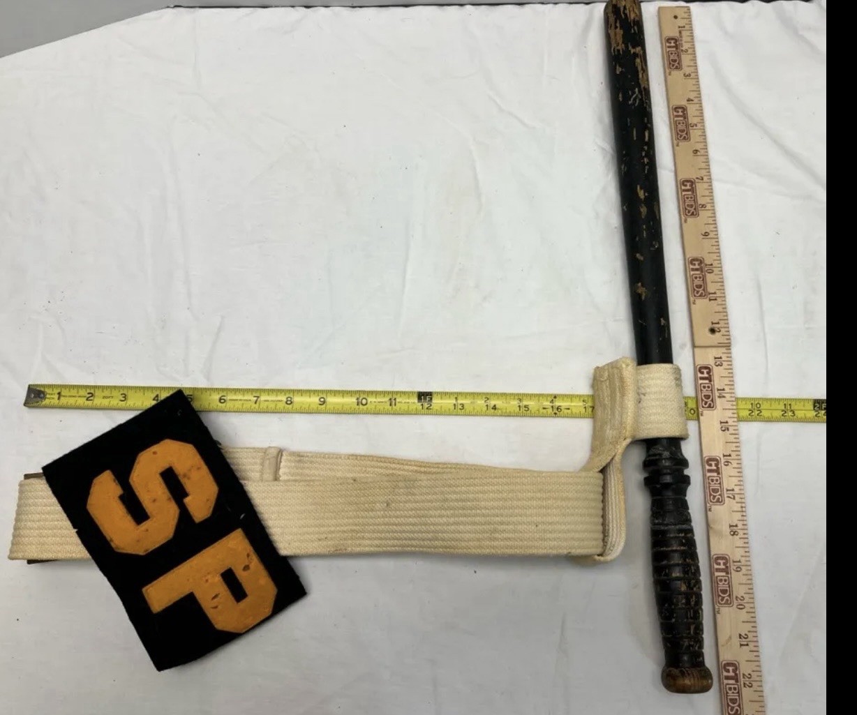 Vintage US Navy Shore Patrol SP Armband Belt US Marked Baton Nightstick Set