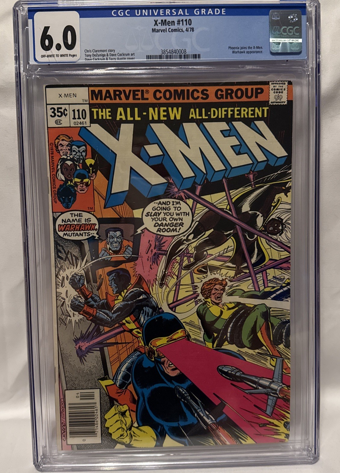 Marvel Comics X-Men #110 April 1978 CGC 6.0 Warhawk Danger Room Appearance