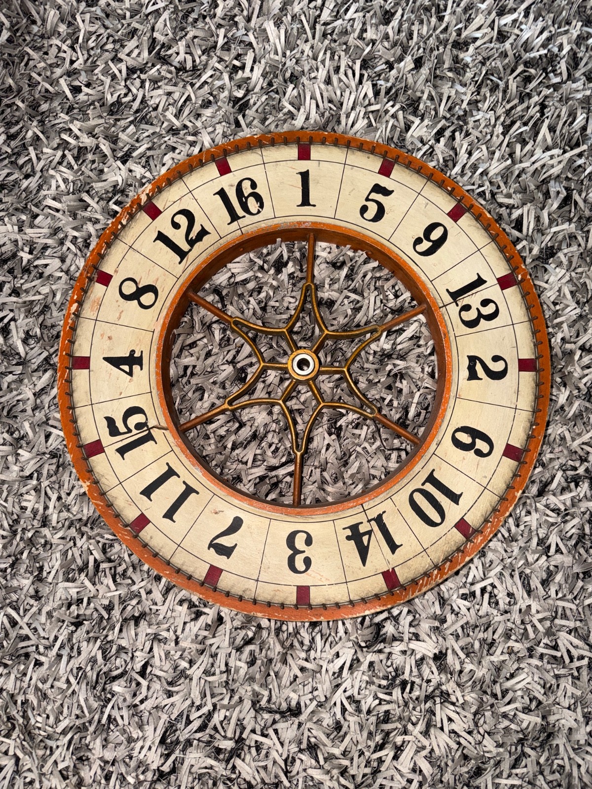 Antique 20” Carnival Gambling Number Wheel Folk Art Wood Game Wheel Vintage