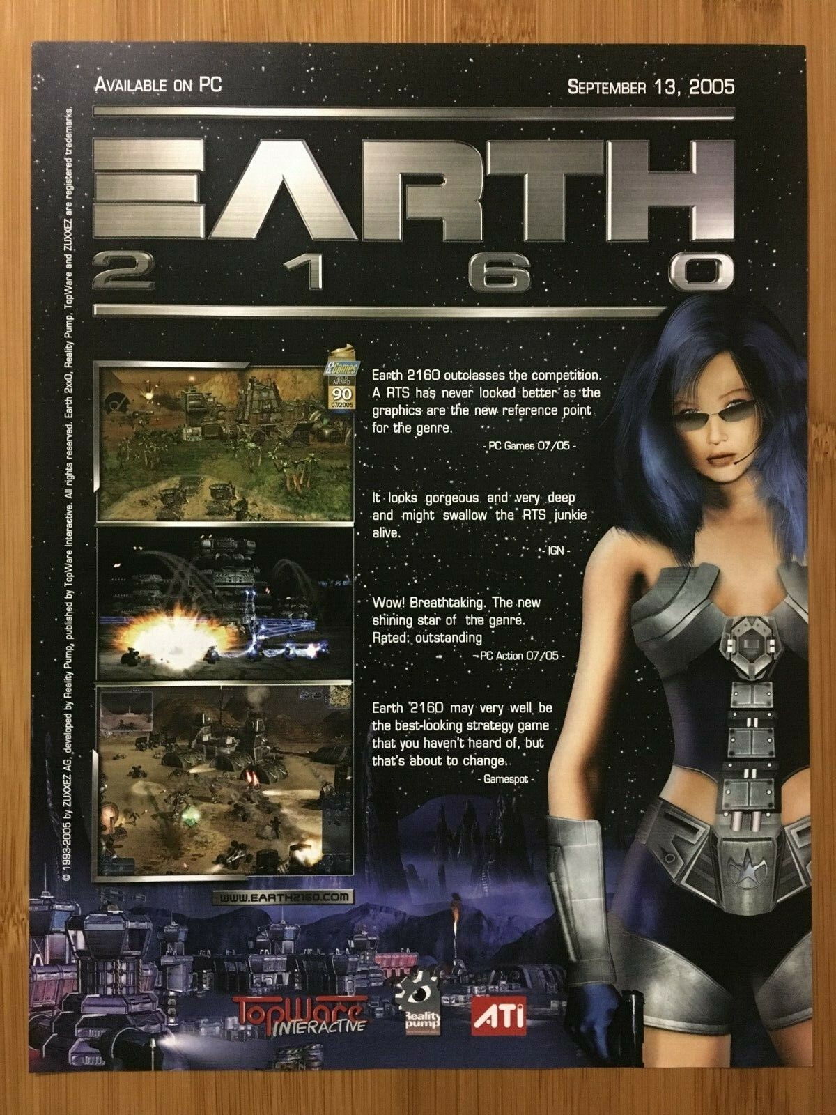 Earth 2160 PC 2005 Vintage Game Poster Ad Art Print Official Promo Windows Rare