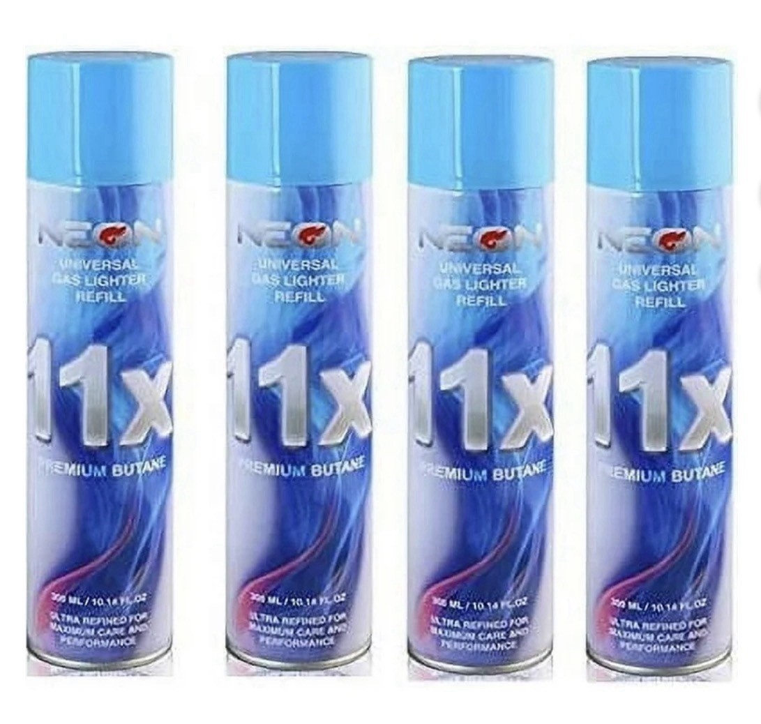 4 Can Neon 11X Refined Butane Lighter Gas Refill