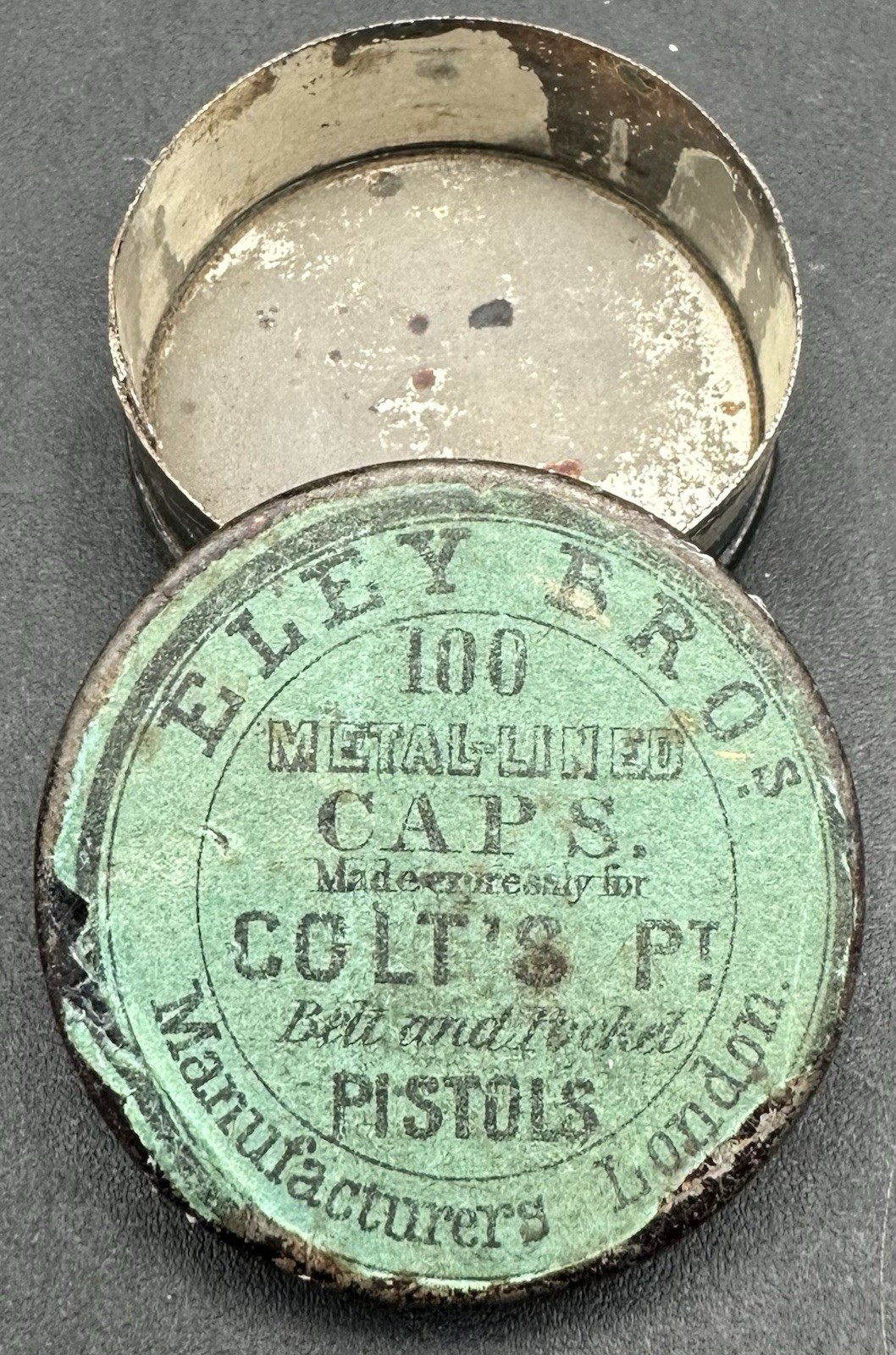 Civil War Era Eley Bros London Colt Pistol Percussion Cap Tin Empty Antique