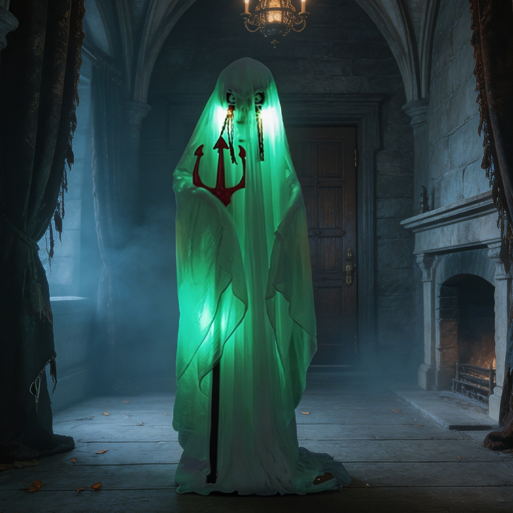 4.3FT Life Size Animatronics Ghost Halloween Decor Sound-Actived With Trident