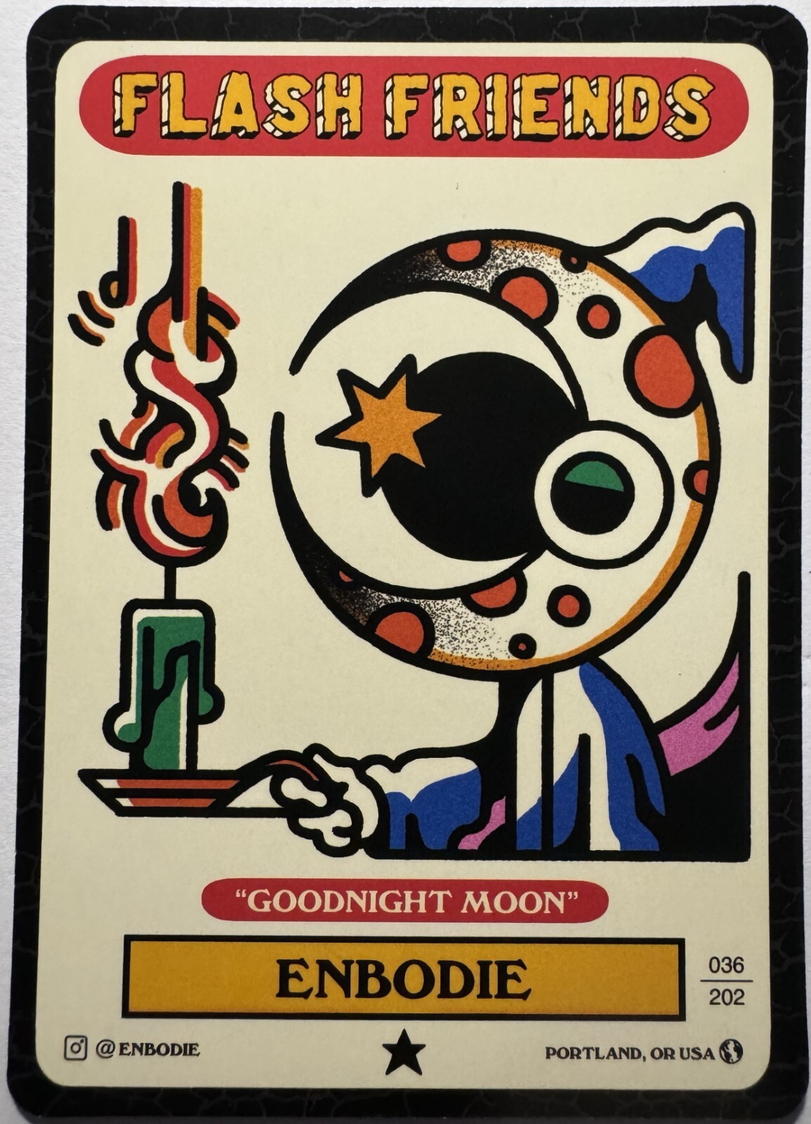 Flash Friends Series 2 Tattoo Art Trading Card ENBODIE GOODNIGHT MOON #036