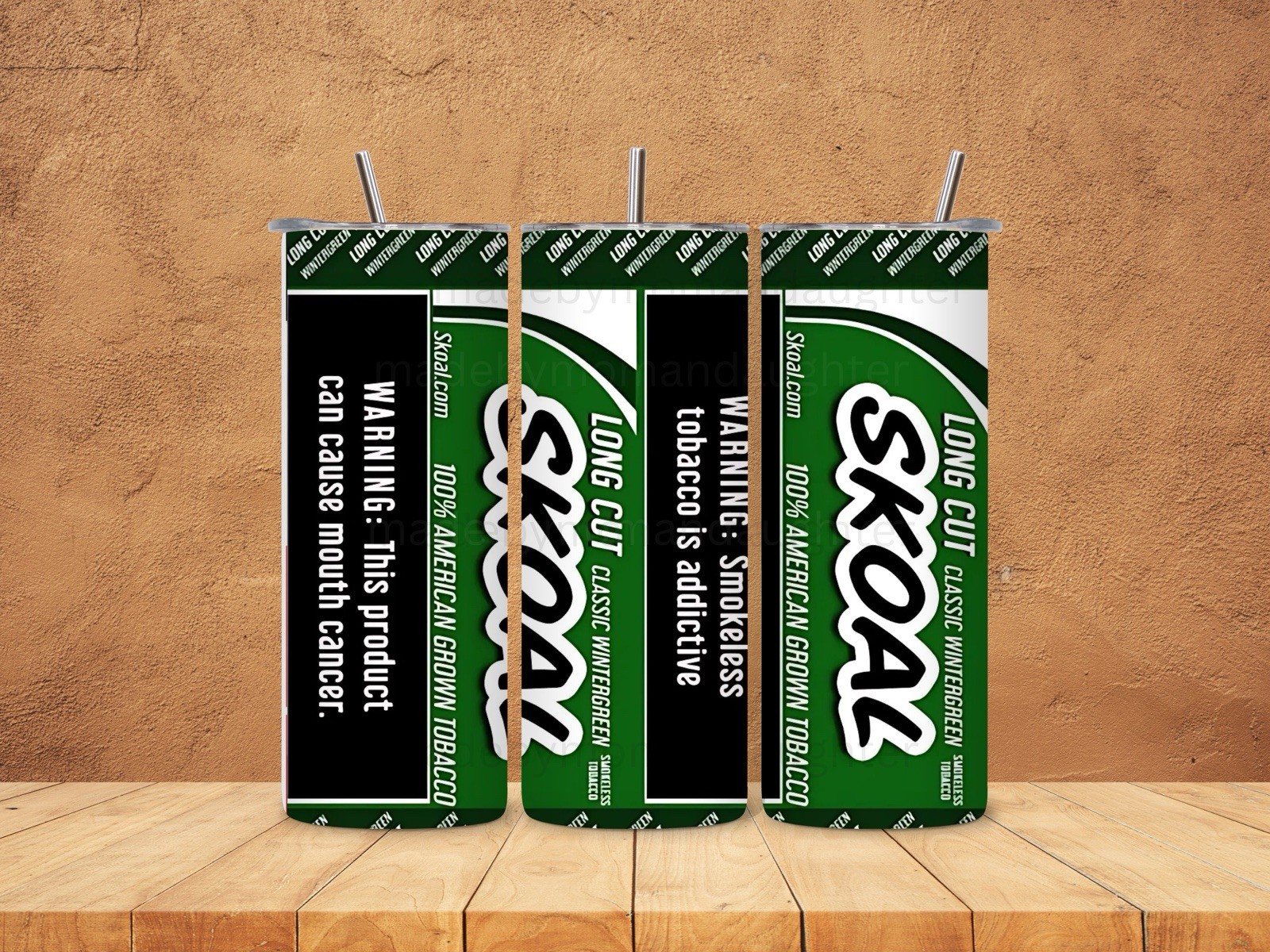 Skoal  20oz Tumbler 20 oz Skinny Cup Mug Lid w/ Straw