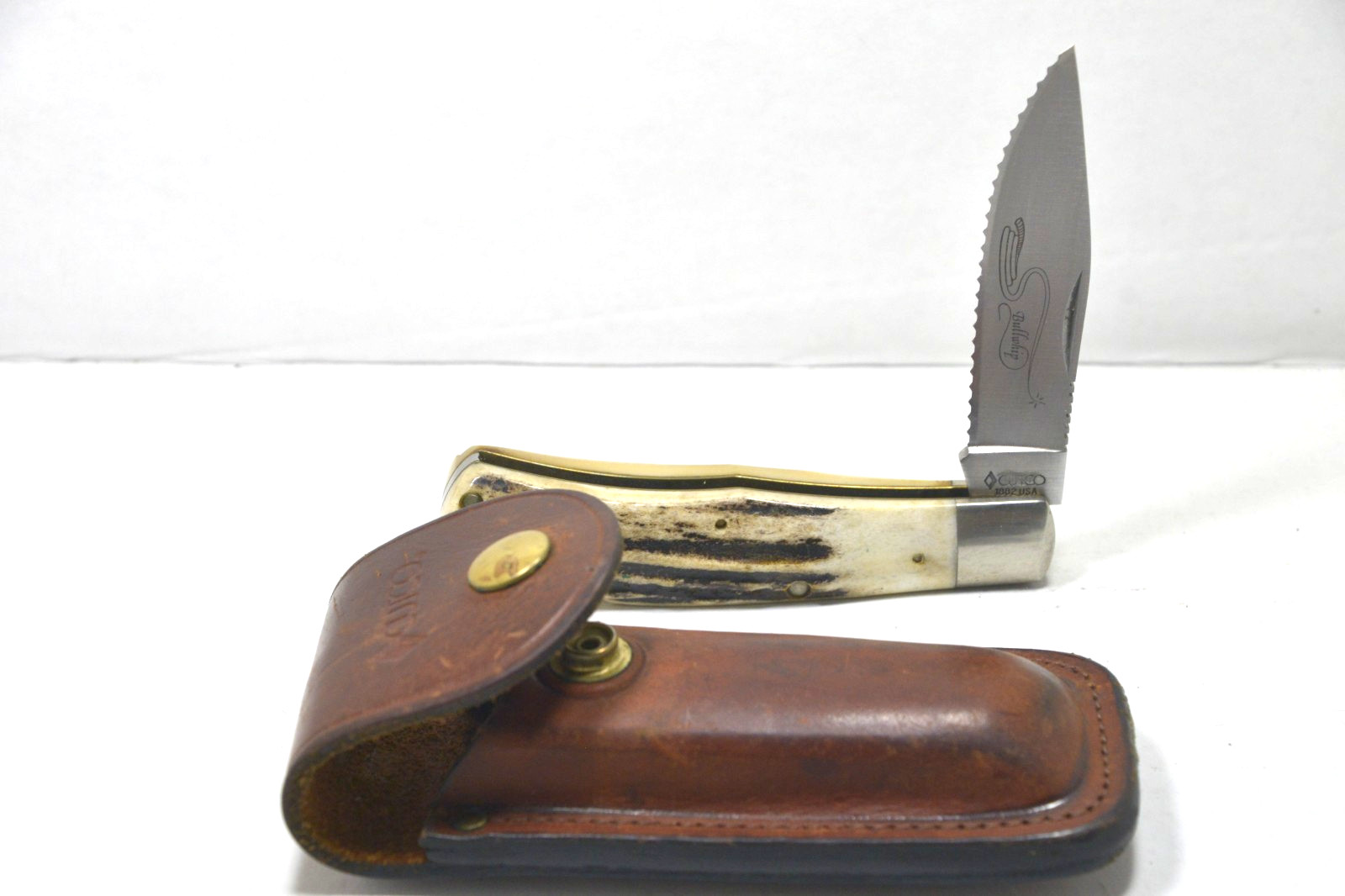 Vintage Cutco 1882 Bullwhip Stag Knife w/ Original Sheath