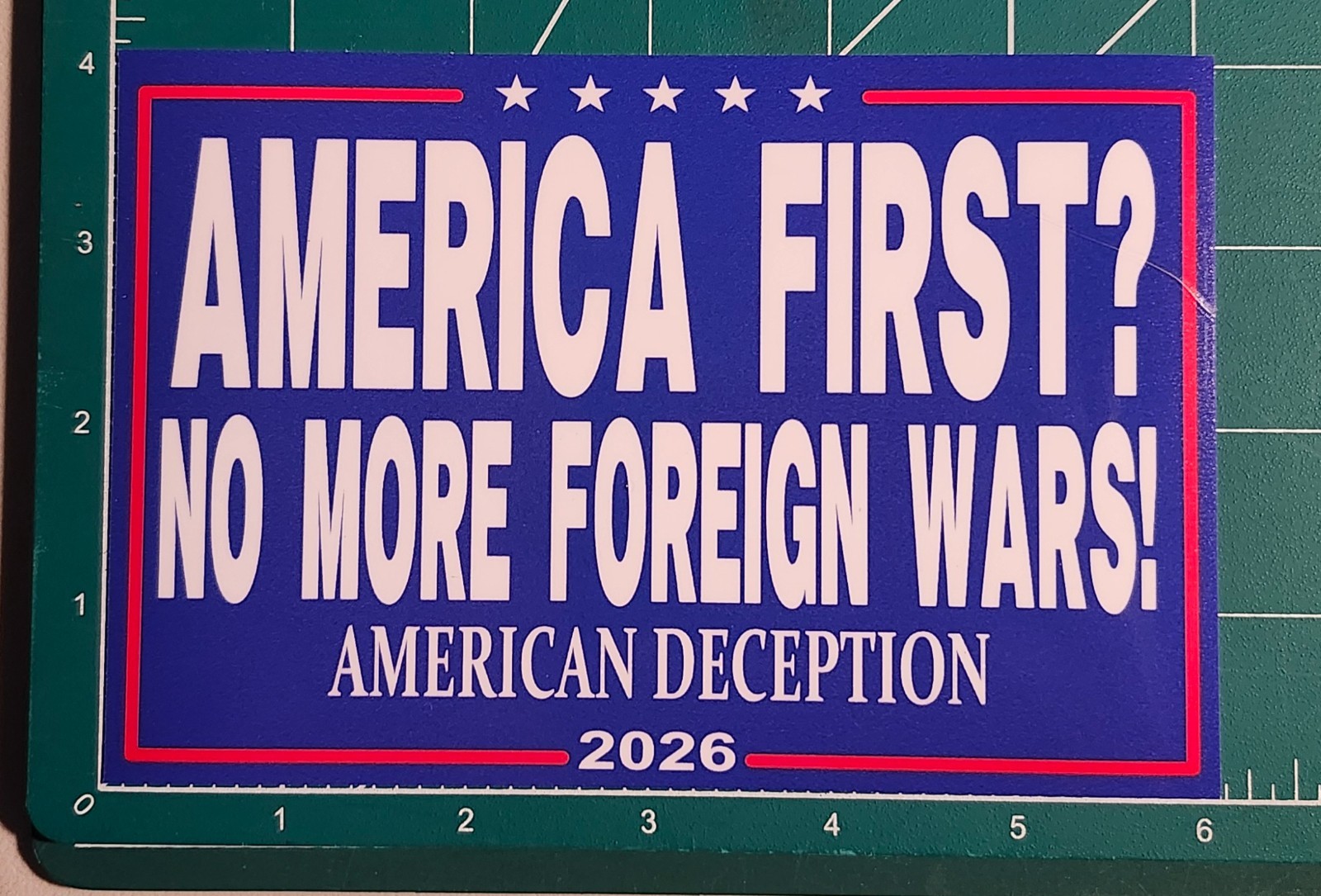 America First? No More Foreign wars TRUMP POLITICAL BUMPER STICKER Iran  anti