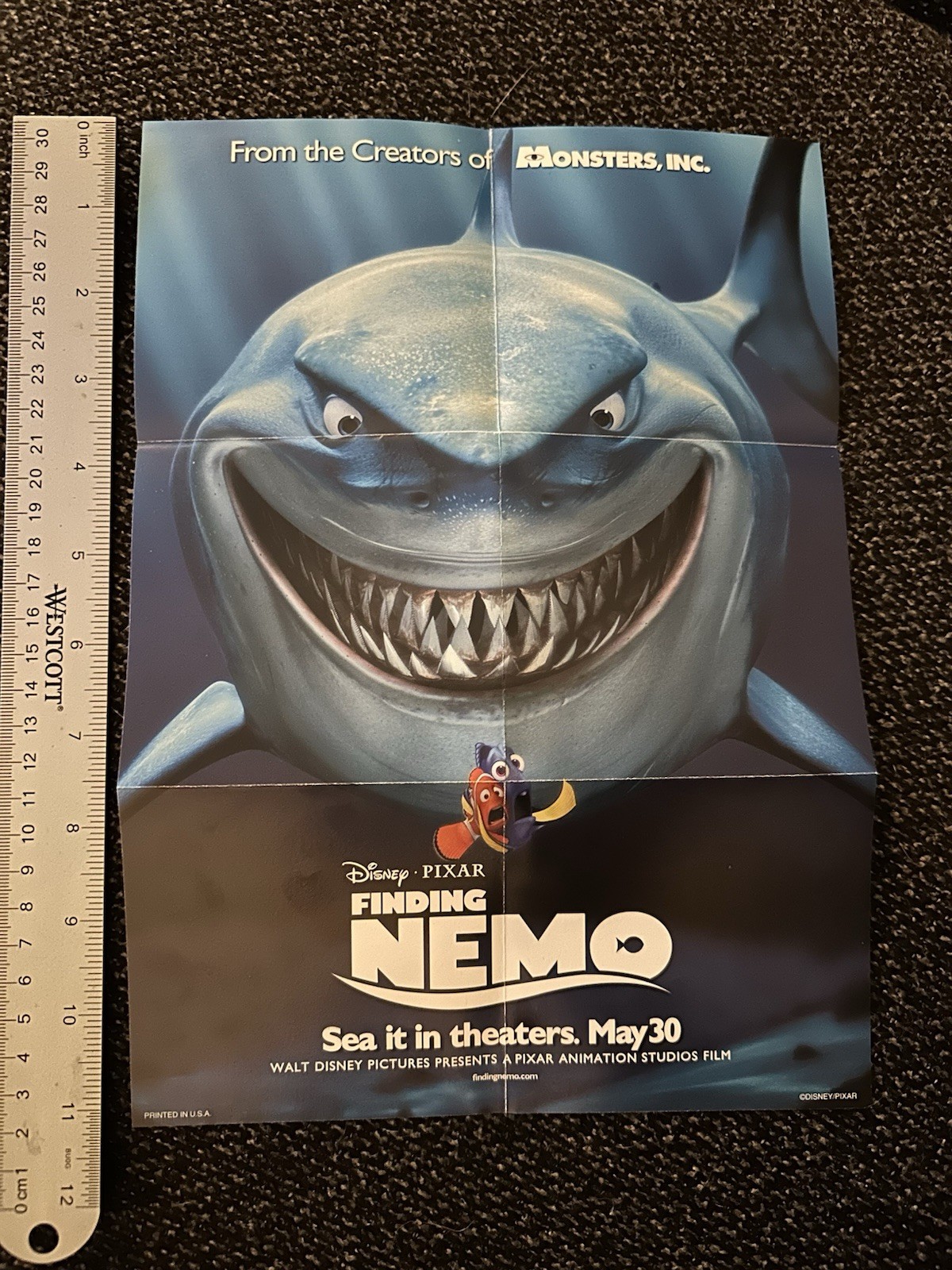 Finding Nemo Mini Poster Pixar Disney 2003 Promo THQ Game Boy Advance Folded