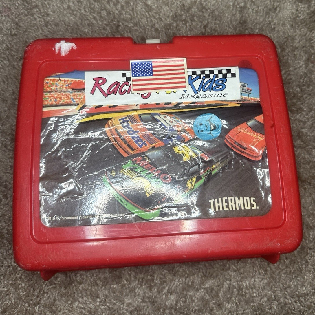 Vintage 1990 Days of Thunder Lunchbox Red Plastic NASCAR Movie Promo Thermos No