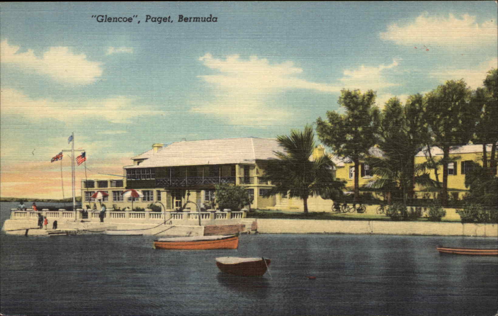 Paget Bermuda Glencoe Boat Linen c1930s-40s Postcard
