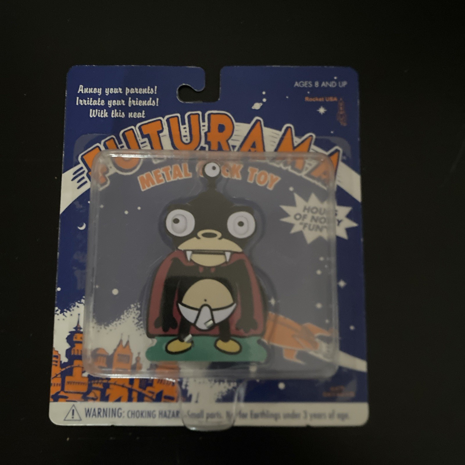 Vintage Official Futurama Nibbler Metal Click Toy SEALED IN BOX 2001 ROCKET