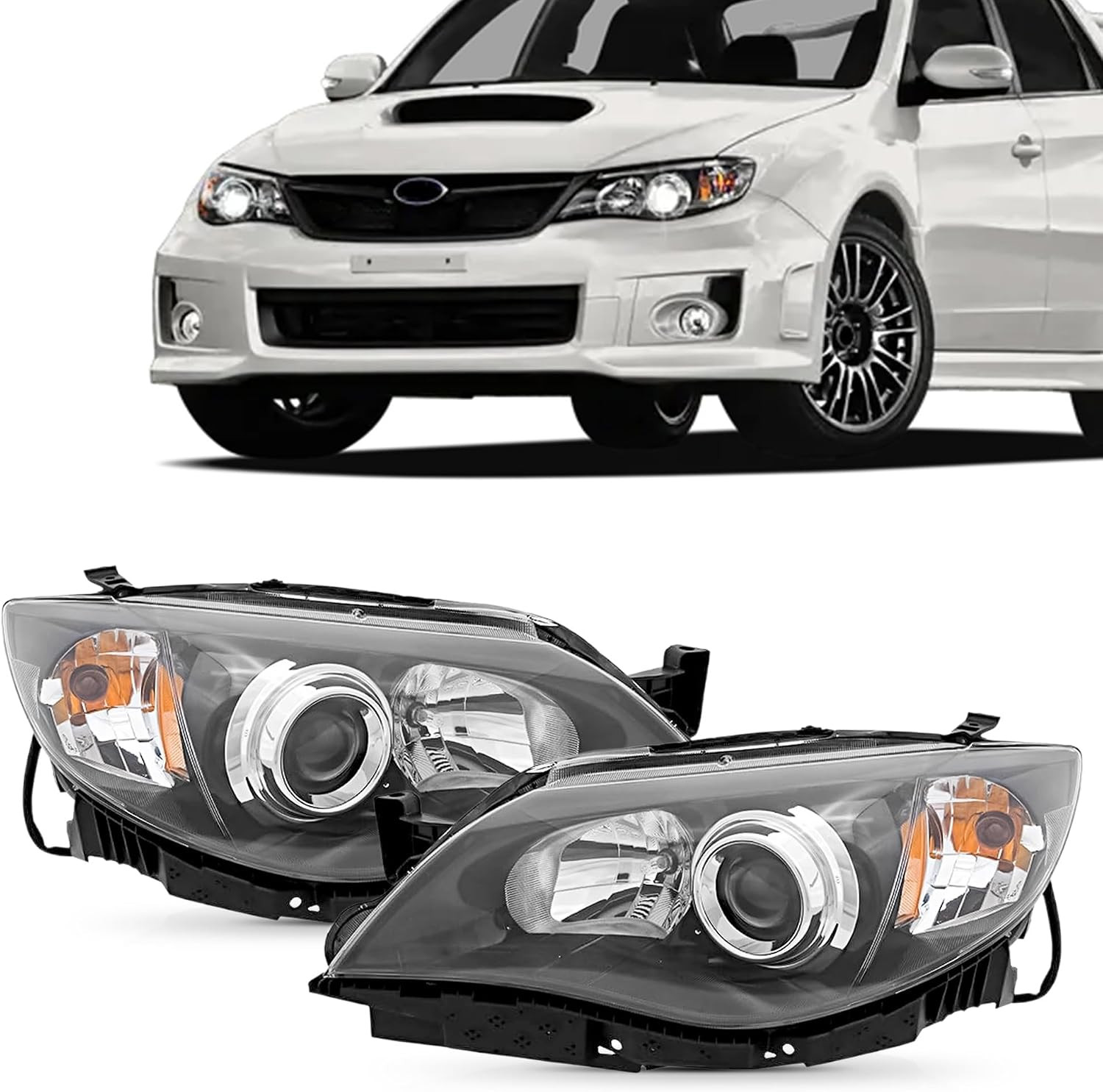 Pair of Halogen Headlight Left and Right for 2008 2009 2010 2011 Subaru Impreza