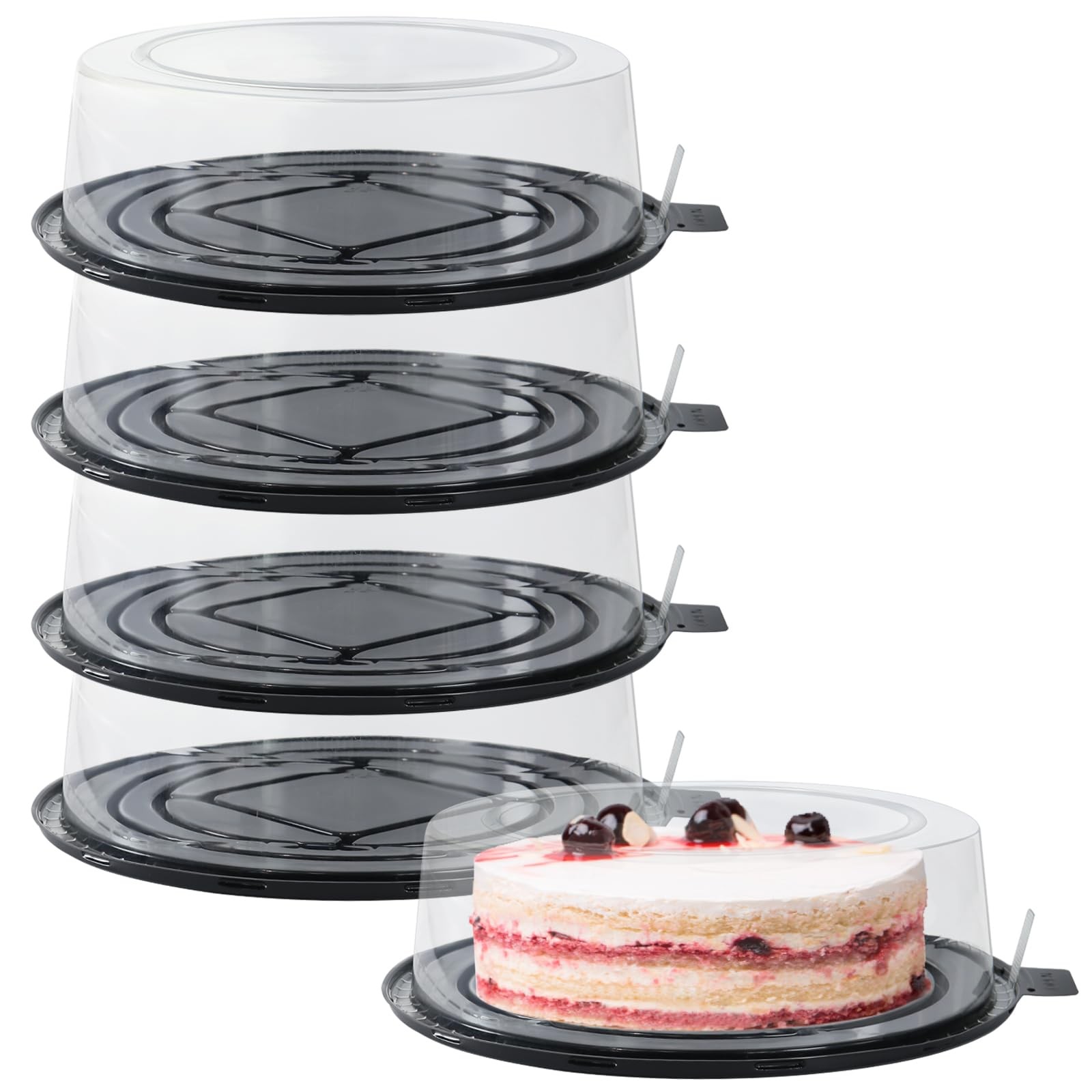 5pcs Round Clear Cake Carriers for Transport Plastic Disposable Cake Containers