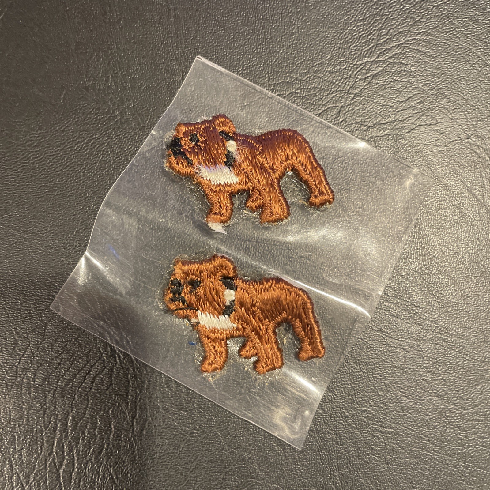 TWO VERY RARE NOS MACK TRUCK BULLDOG IRON-ON JACKET PATCHES READ