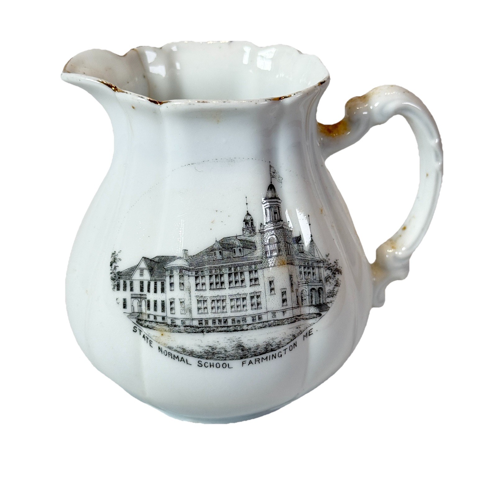 FARMINGTON, MAINE ME Antique STATE NORMAL SCHOOL Souvenir Germany China Creamer