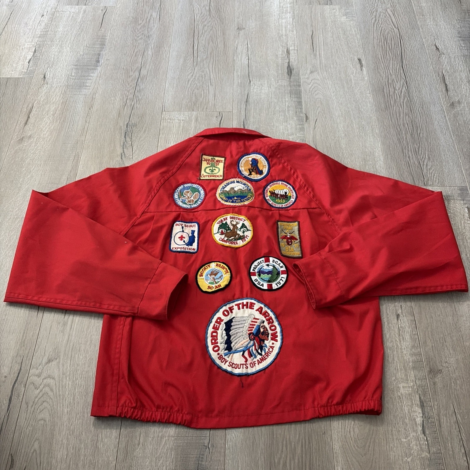 Vintage Boy Scouts Of America Jacket Full Zip Red Men’s Medium 50S Patches