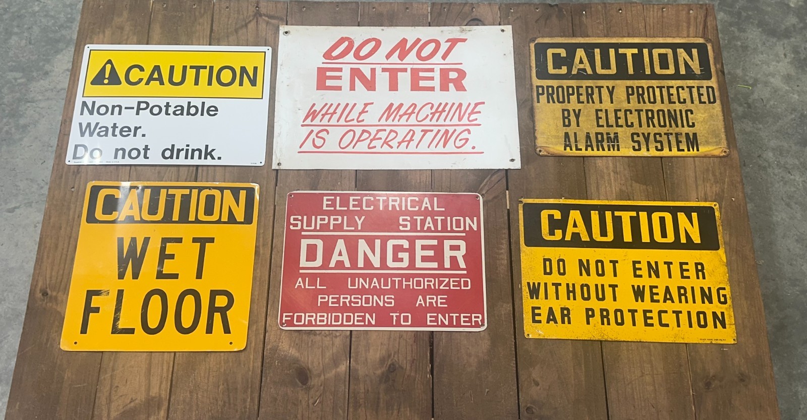 Vintage industrial Safety Warning Caution Danger signs lot of 6 collectible