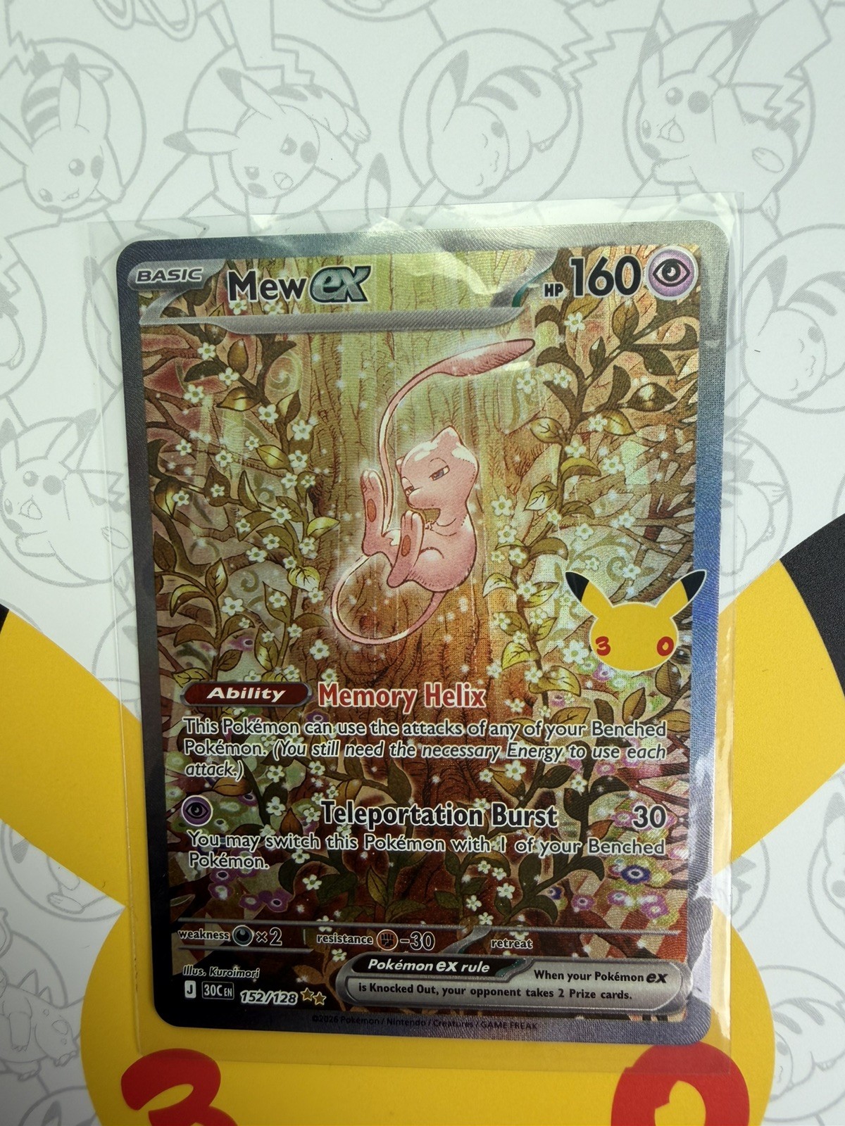 Pokémon TCG Mew ex 152/128  30th Celebrations Ultra Rare Holo EX mint