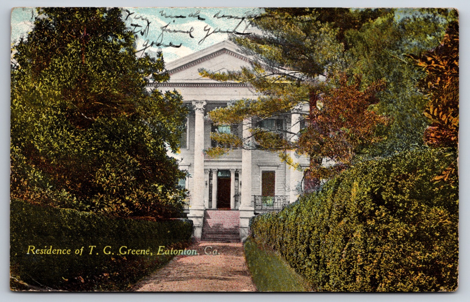 Residence of T.G. Greene Eatonton Georgia GA c1910 Postcard