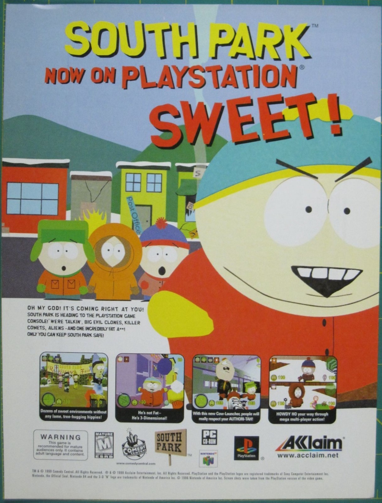 Print Ad South Park Playstation Video Game Sweet Colorful Comedy Central 1999 Ra