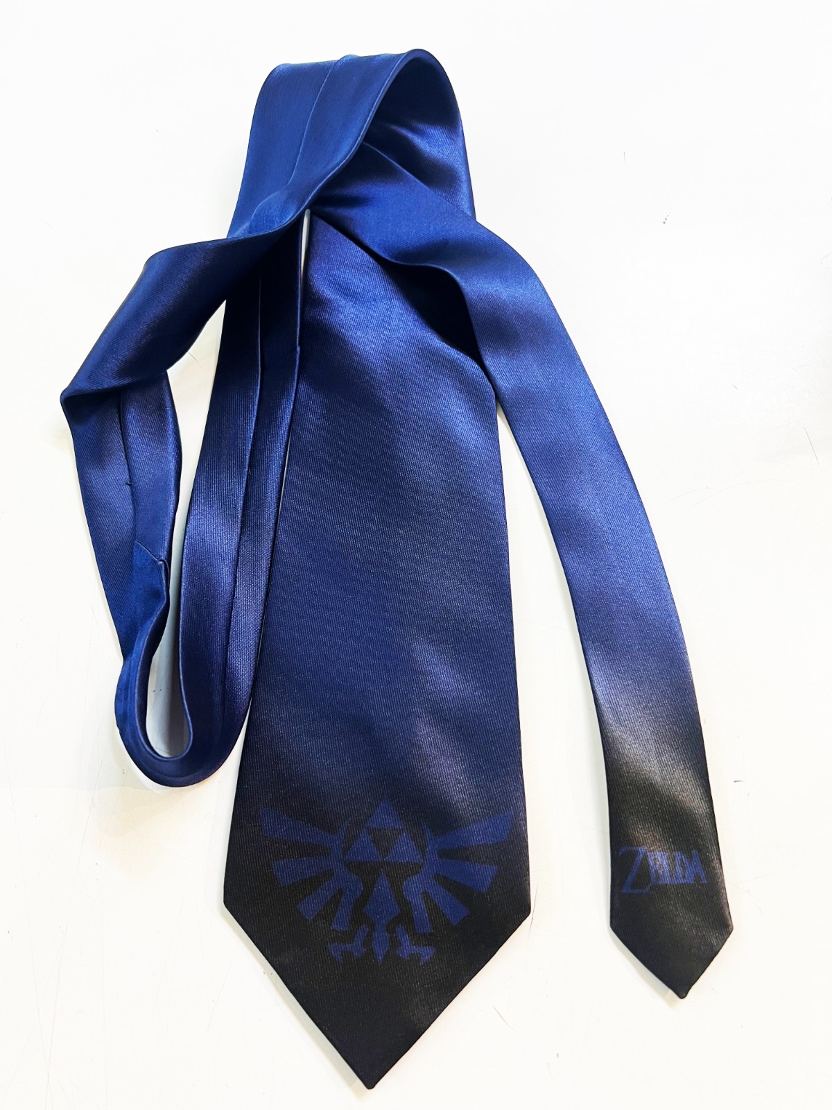 L@@K Legend of Zelda - Triforce Symbol Imprinted on A Deep Blue Satin  Neck Tie