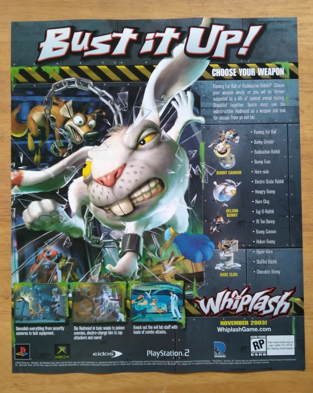 Whiplash Xbox PS2 Playstation 2 2003 Vintage Print Ad/Poster Official Promo Art