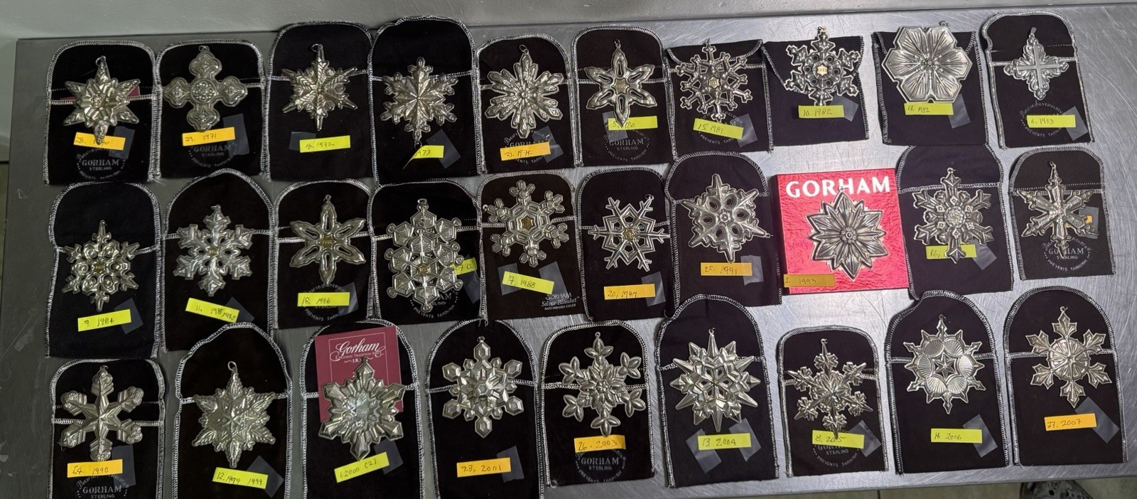 Vtg Gorham .925 Silver Ornaments- Lot of 30 , 20.1 troy oz Sterling Total -Toned