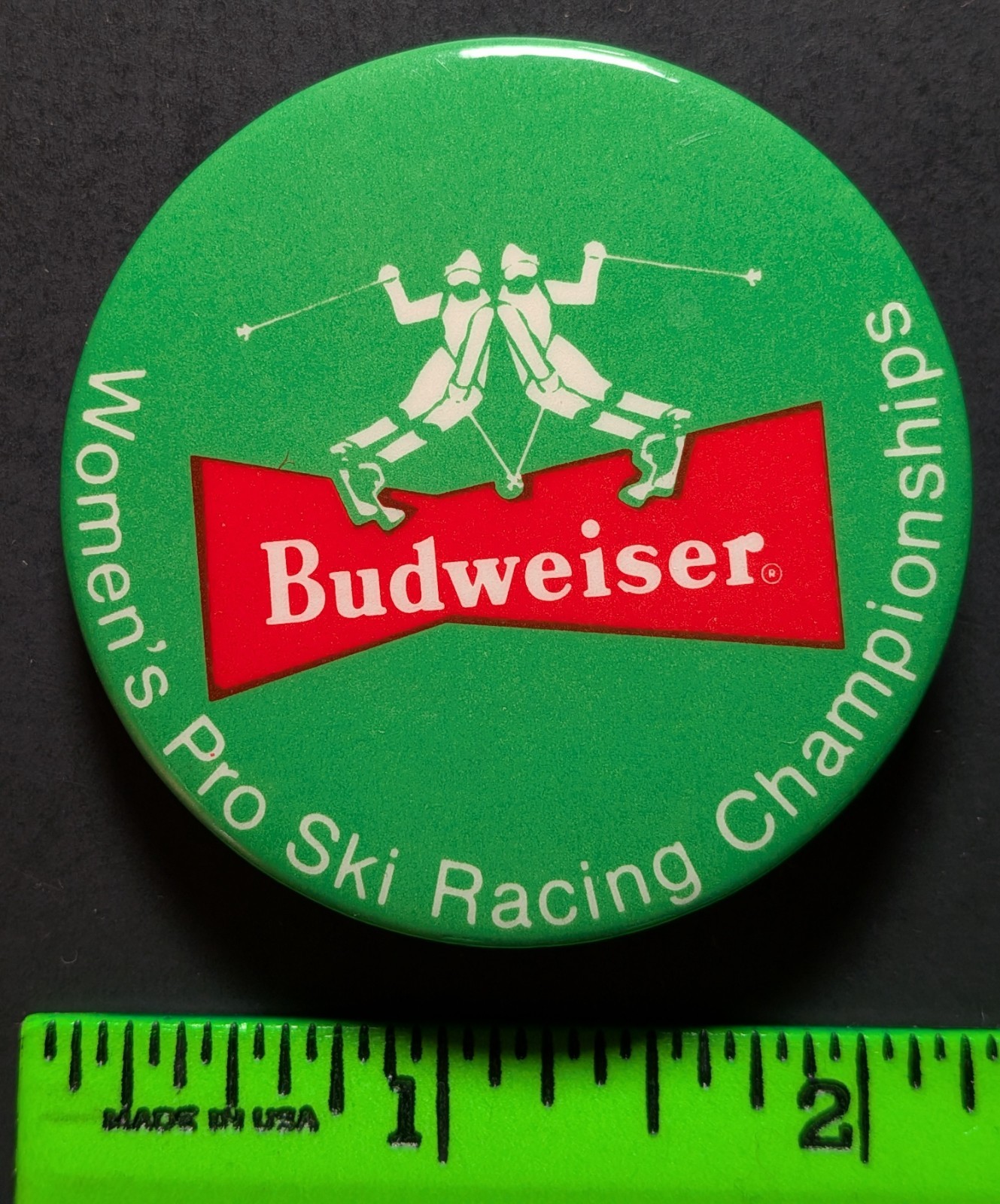 Vintage 1978 Women's Pro Ski Championship Budweiser Pinback Pin