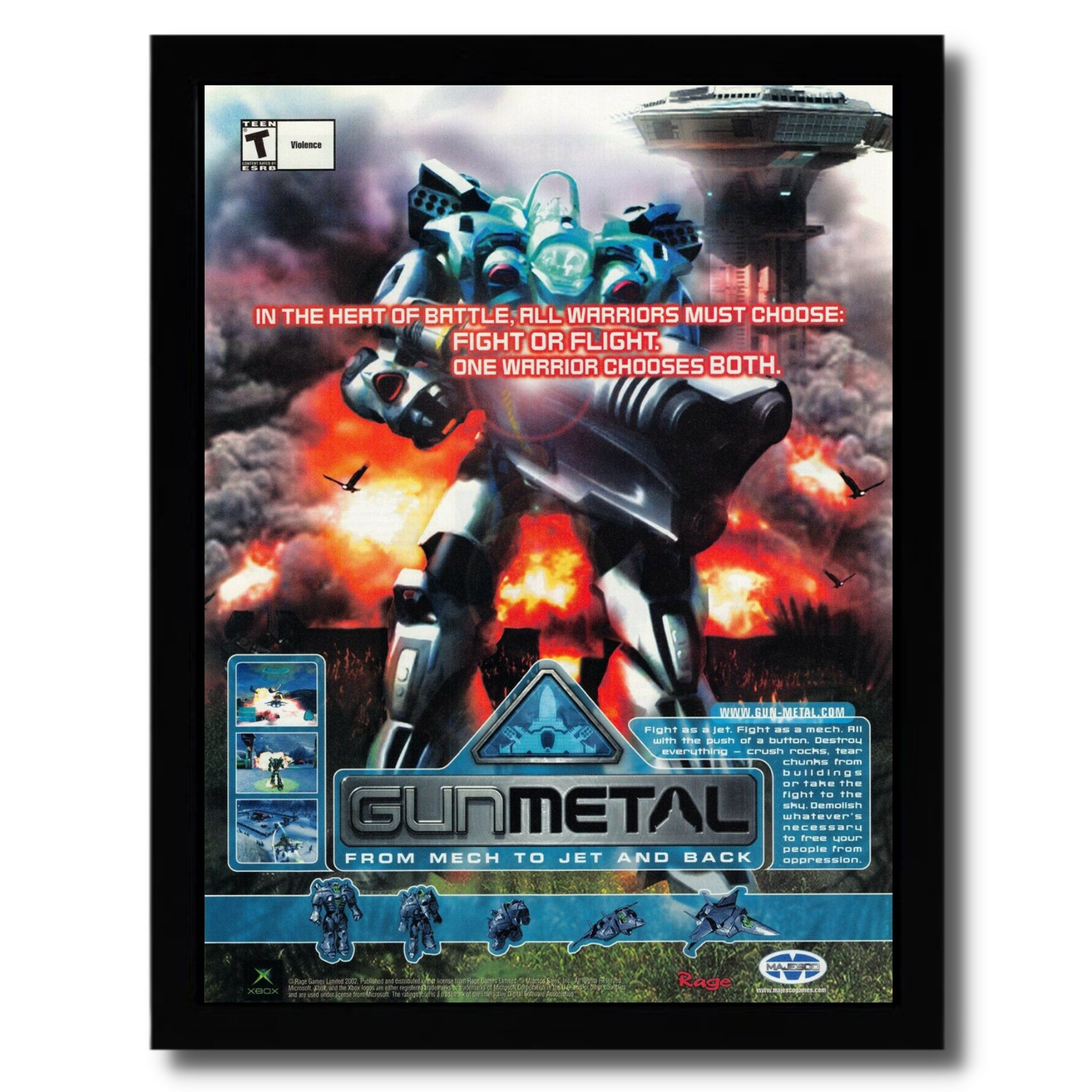 2002 Gunmetal Framed Print Ad/Poster Authentic Original Xbox Video Game Wall Art