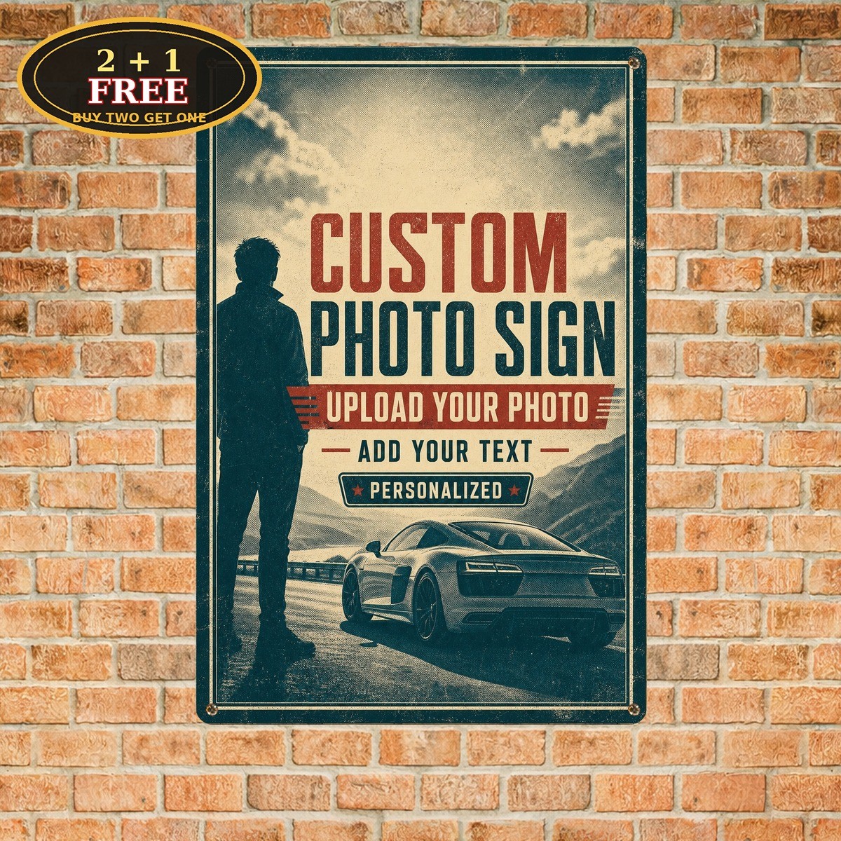 Custom Photo Text Heavy Duty Personalized Layout Sheet Metal Sign 8x12