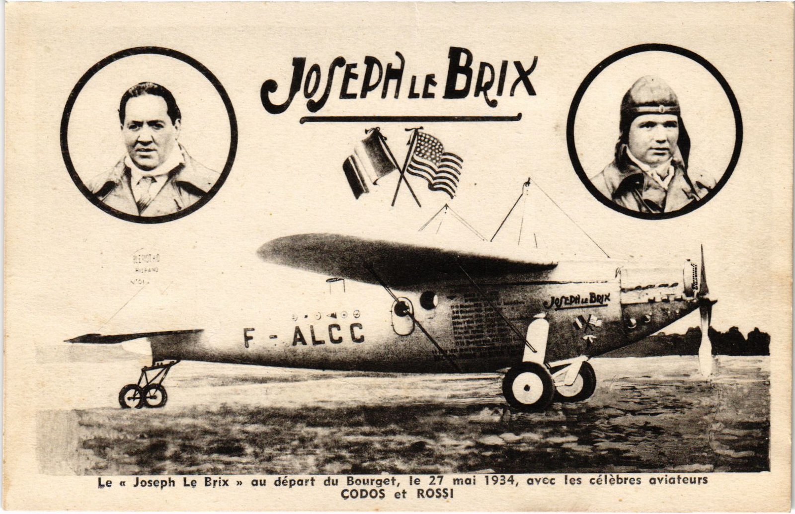 PC AVIATION PILOTE CODOS ET ROSSI AVION JOSEPH LE BRIX (a54540)
