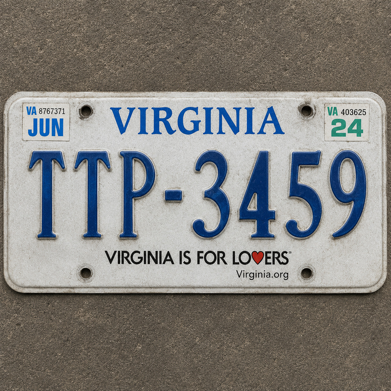 Virgina Is For Lovers Random Licence Plate 