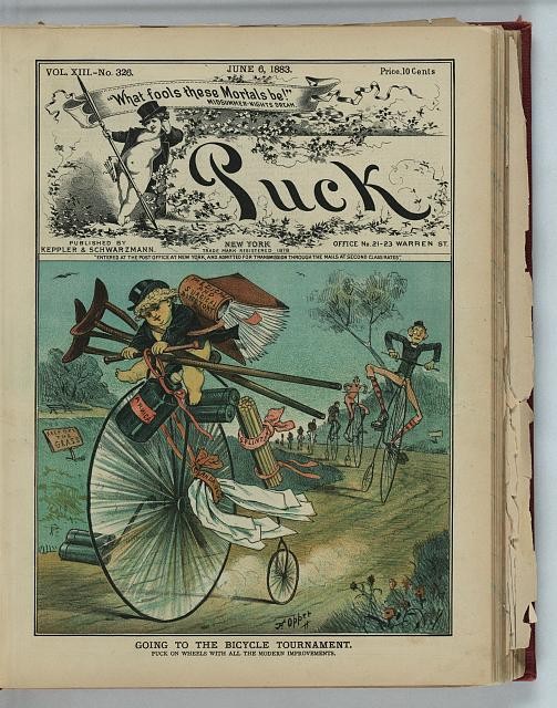 Photo:Puck Going to the Bicycle Tournament 1883 Cycling Cartoon Cover