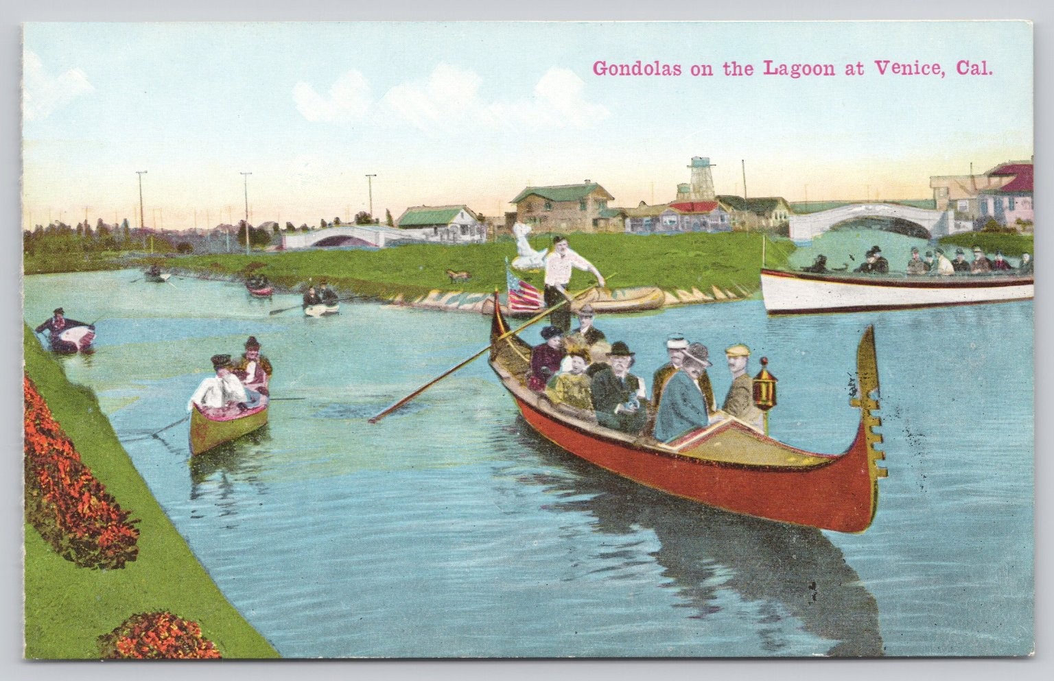Vintage Venice California Gondolas Lagoon Postcard Souvenir Publishing Co.