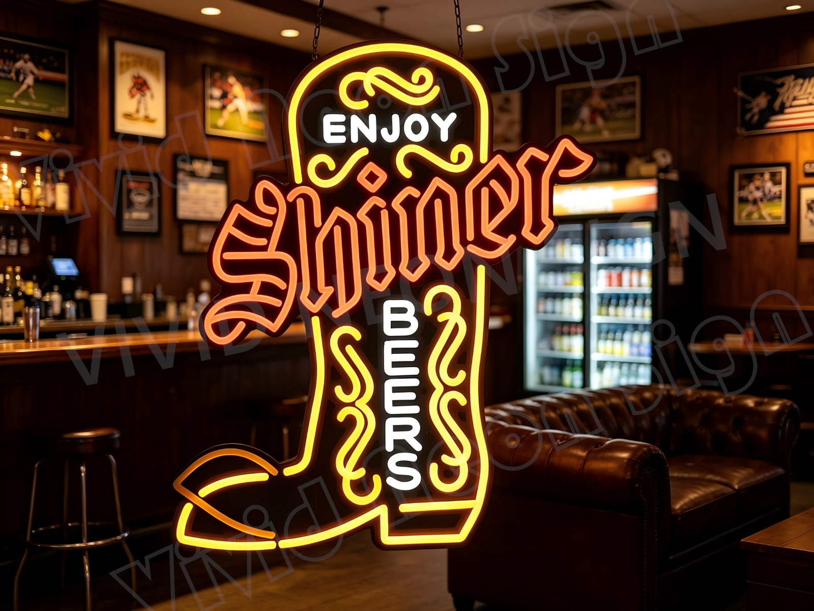 Shiner Beers Tapping Boot Beer Neon Led Sign 24
