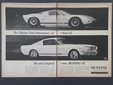 1965 PRINT AD Ford GT & Mustang GT