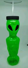 Kennywood Park 12” Green Space Invader Alien Plastic Sipper Cup w/ Straw picture