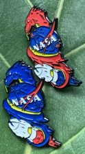 SpaceX Double Dragons CREW-1 NASA Mission Launch Enamel Pin 2 Piece Set RARE picture