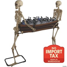 2 Poseable Skeletons Carrying Coffin Halloween Decoration Prop Haunted House New picture