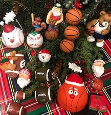 VINTAGE Y2K SPORTS THEME CHRISTMAS HOLIDAY ORNAMENTS- 10 PIECE BUNDLE picture
