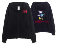 Walt Disney World Minnie Mouse Rhinestone Black Zip-Up Hoodie Sweat Jacket Med picture