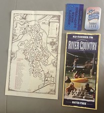 RARE Vintage Walt Disney World River Country 1998 Brochure / Map / Pin / Ticket picture