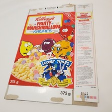 Vintage 1990 1991 Kelloggs Fruity Marshmallow Krispies Cereal Box Looney Tunes  picture