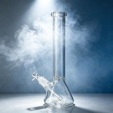 16 In Heavy 9mm Thick Glass Bong Heavy Bong Water Pipe 14mm Bowl Beaker & Screen picture