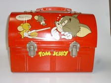 Tom & Jerry Dome Lunch Box Lunchbox Red Vintage MASUDAYA (damaged ) picture